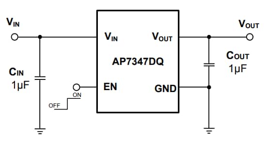 Application Circuit Diagram - Diodes Incorporated AP7347DQ LDO Voltage Regulators